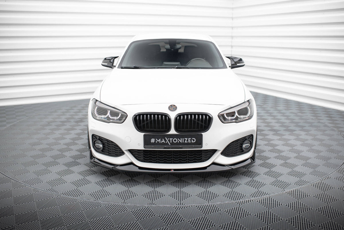 Street+ Spoilerlippe Front Ansatz V.4 passend für CSL Look BMW 1er M-Paket / M140i F20 Facelift schwarz Hochglanz – Ansicht 1
