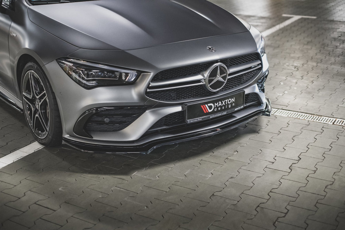Street+ Spoilerlippe Front Ansatz V.1 passend für Mercedes-AMG CLA 35 Aero C118 schwarz Hochglanz – Ansicht 3