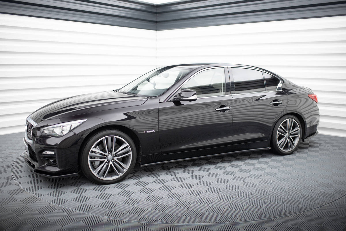 Street+ Seitenschweller Leisten V.2 passend für Infiniti Q50 S Mk1 schwarz Hochglanz – Ansicht 1