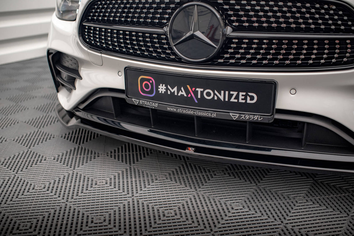 Street+ Spoilerlippe Front Ansatz V.1 passend für Mercedes-Benz E AMG-Line W213 Facelift schwarz Hochglanz – Ansicht 3