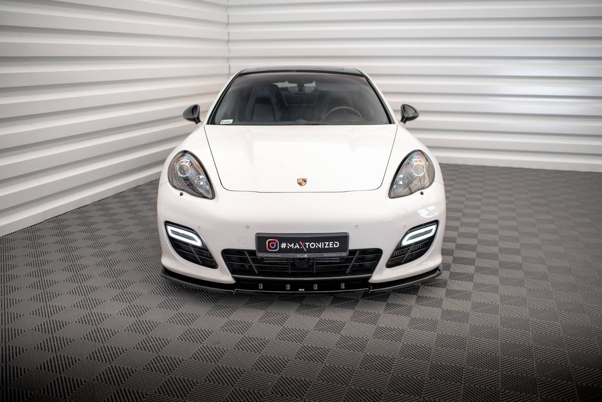 Street+ Spoilerlippe Front Ansatz V.1 passend für Porsche Panamera Turbo Sport Design Package 970 schwarz Hochglanz – Ansicht 1