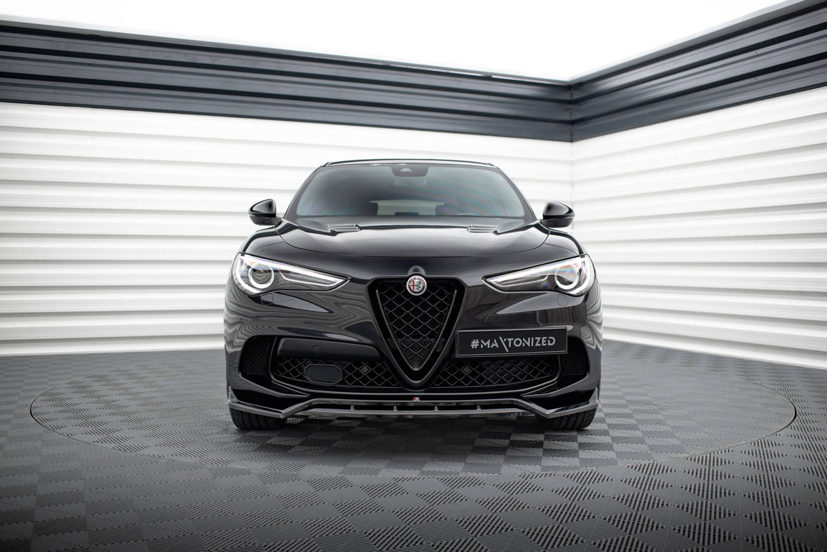 Street+ Spoilerlippe Front Ansatz passend für Alfa Romeo Stelvio Quadrifoglio Mk1 schwarz Hochglanz – Ansicht 3