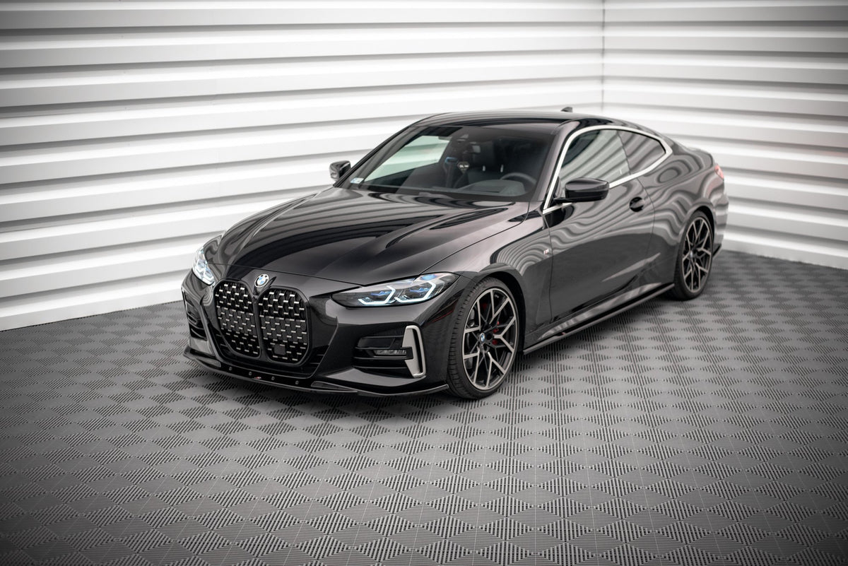 Street+ Spoilerlippe Front Ansatz V.1 passend für BMW 4er M-Paket / M440i G22 / G23 / G22 Facelift / G23 Facelift schwarz Hochglanz – Ansicht 3