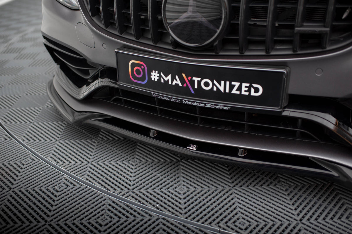 Street+ Spoilerlippe Front Ansatz V.2 passend für Mercedes-AMG C63 Limousine / Kombi W205 Facelift schwarz Hochglanz – Ansicht 4