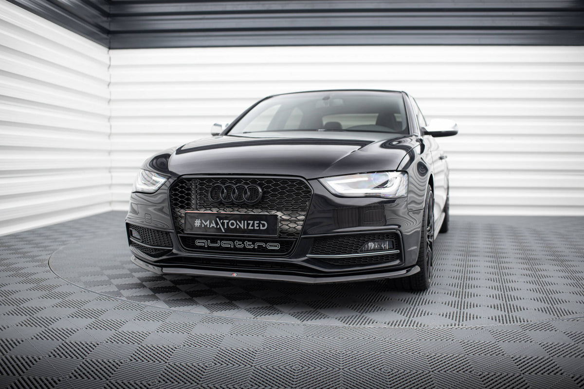 Street+ Spoilerlippe Front Ansatz V.1 passend für Audi A4 S-Line / S4 B8 Facelift schwarz Hochglanz – Ansicht 4