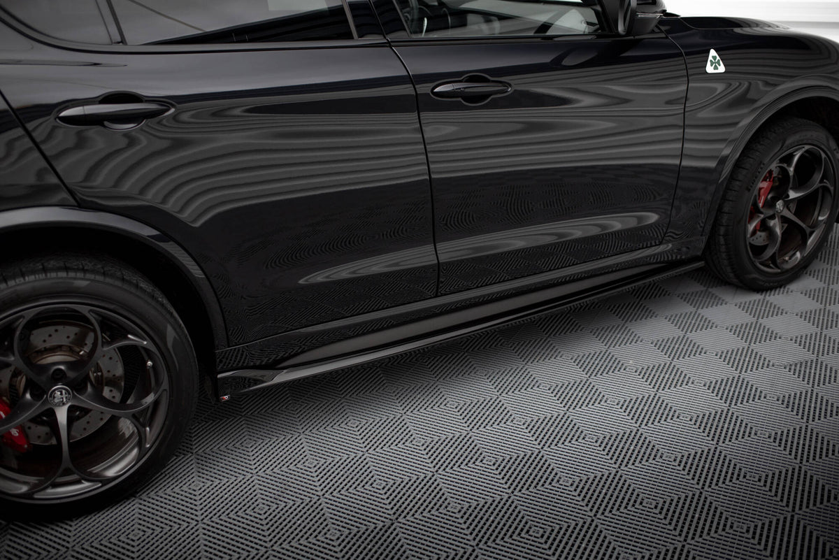 Street+ Seitenschweller Leisten passend für Alfa Romeo Stelvio Quadrifoglio Mk1 schwarz Hochglanz – Ansicht 4