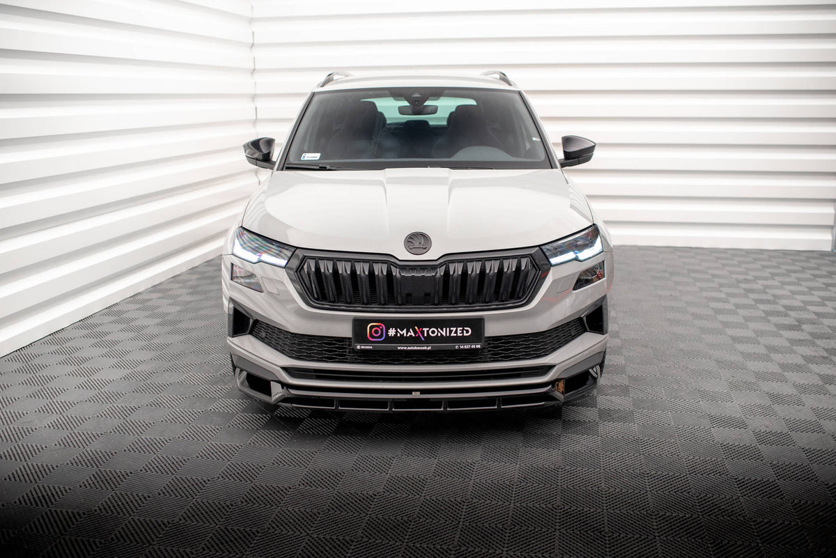 Street+ Spoilerlippe Front Ansatz passend für Skoda Karoq Sportline Mk1 Facelift schwarz Hochglanz – Ansicht 1