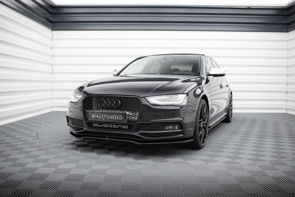 Street+ Spoilerlippe Front Ansatz V.2 passend für Audi A4 S-Line / S4 B8 Facelift schwarz Hochglanz – Ansicht 3
