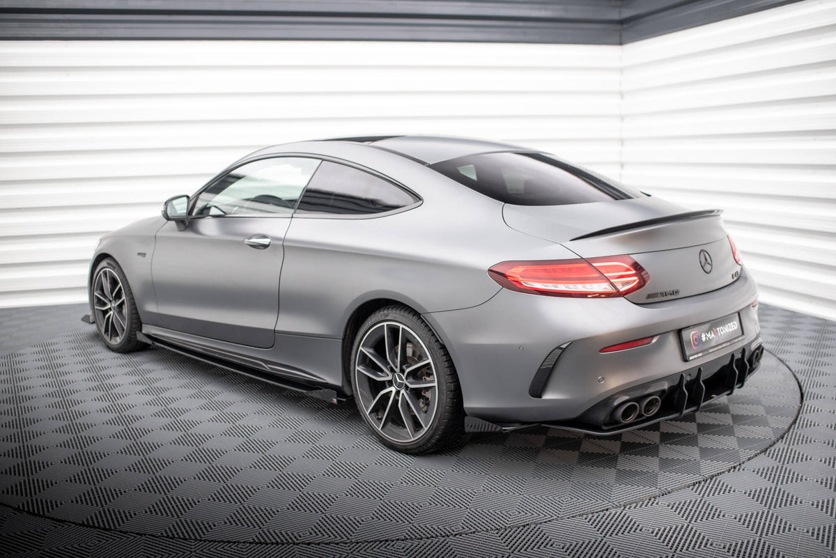 Street Pro Heck Ansatz Flaps Diffusor + Flaps passend für Mercedes-AMG C43 Coupe / Cabrio C205  Facelift / A205 Facelift schwarz Hochglanz – Ansicht 1