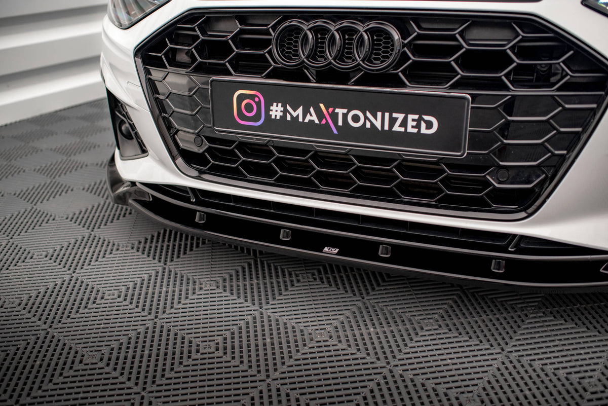 Street+ Spoilerlippe Front Ansatz V.1 passend für Audi A4 S-Line / S4 B9 Facelift schwarz Hochglanz – Ansicht 1