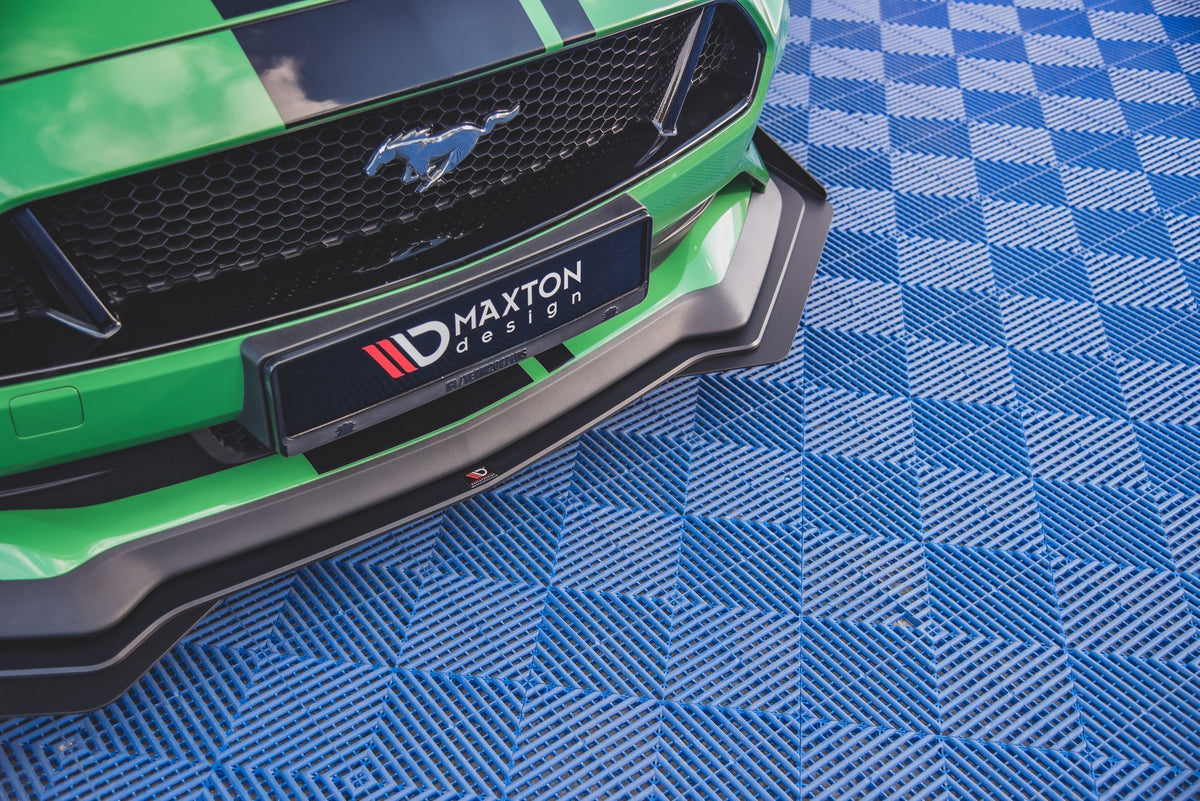 Street Pro Street+ Spoilerlippe Front Ansatz passend für V.1 passend für + Flaps Ford Mustang GT Mk6 Facelift schwarz Hochglanz – Ansicht 1