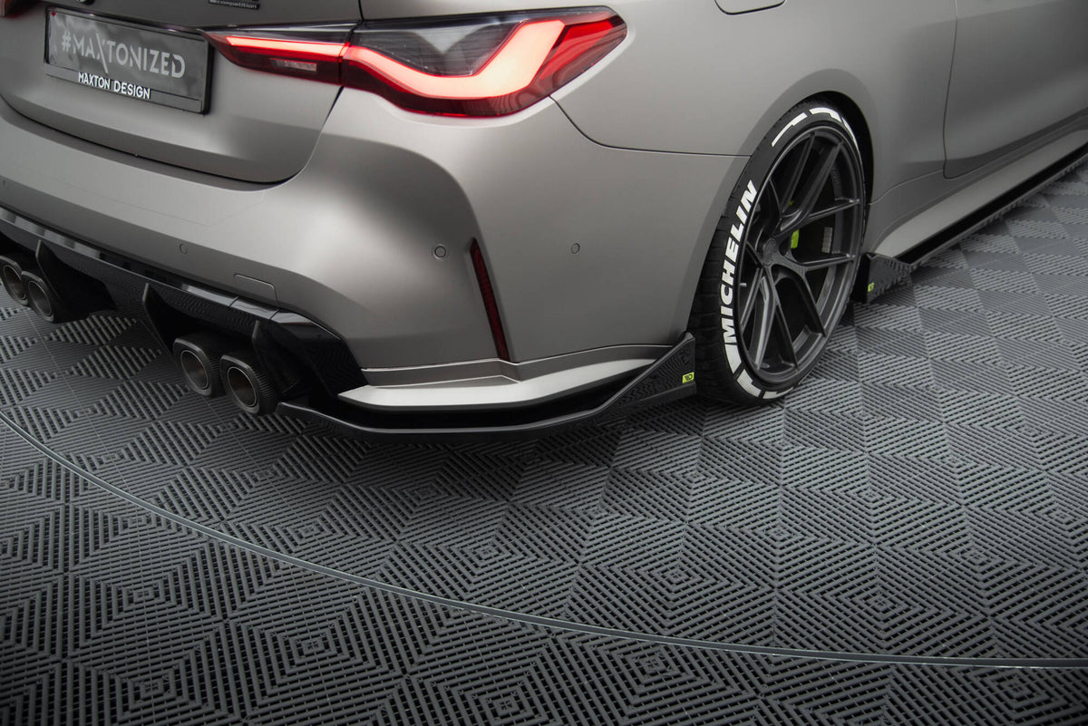 Heck Ansatz Flaps Diffusor V.3 passend für CSL Look BMW M4 G82 / G82 Facelift schwarz Hochglanz – Ansicht 4