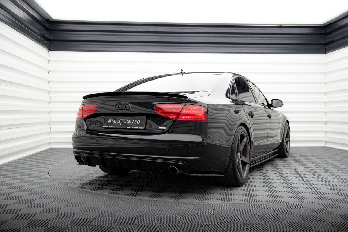 Heck Ansatz Flaps Diffusor passend für Audi A8 D4 schwarz Hochglanz – Ansicht 1