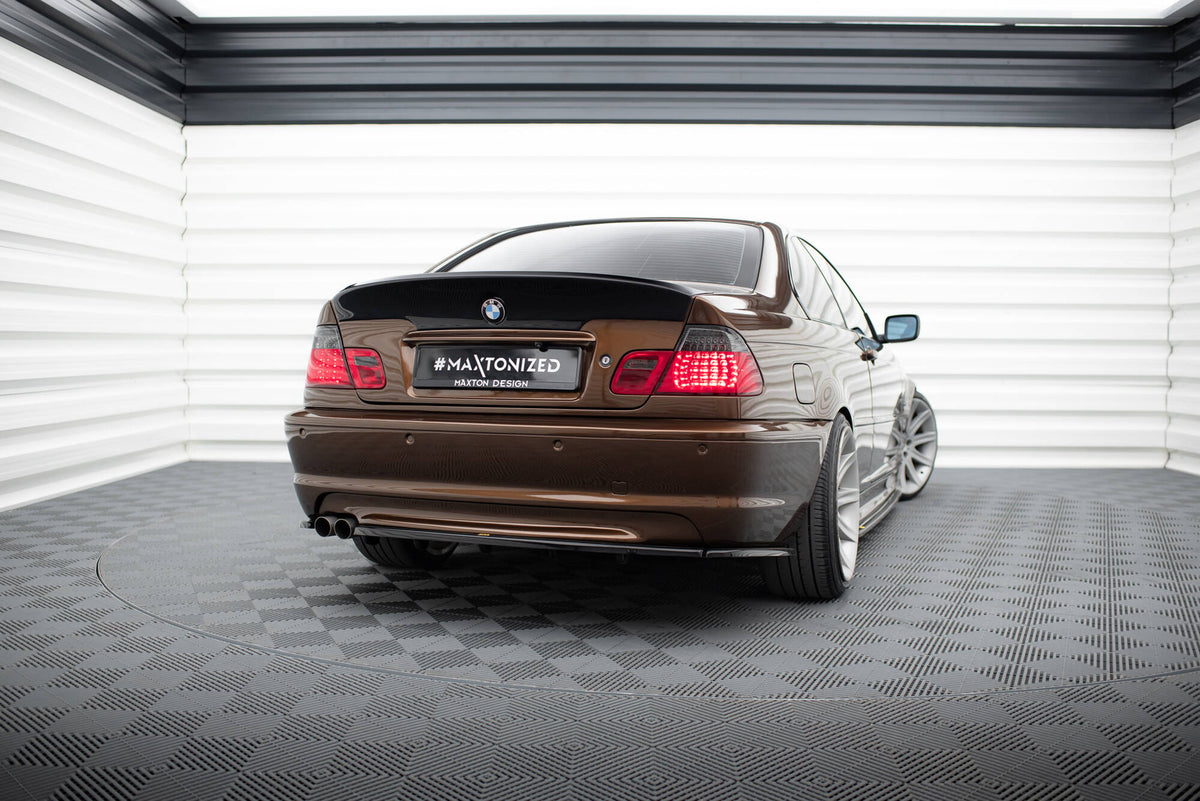 Heck Ansatz Flaps Diffusor passend für BMW 3er M-Paket Coupe E46  schwarz Hochglanz – Ansicht 3