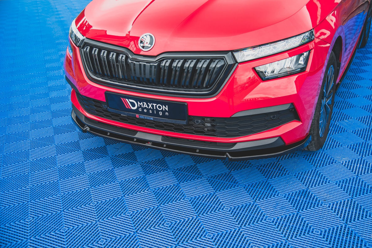 Street+ Spoilerlippe Front Ansatz V.2 passend für Skoda Kamiq Mk1 schwarz Hochglanz – Ansicht 4