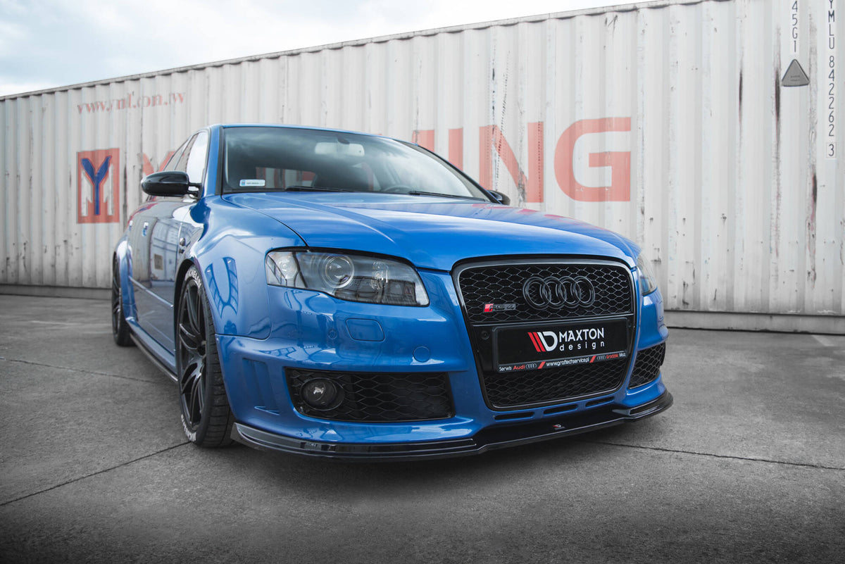 Street+ Spoilerlippe Front Ansatz V.1 passend für Audi RS4 B7 schwarz Hochglanz – Ansicht 3