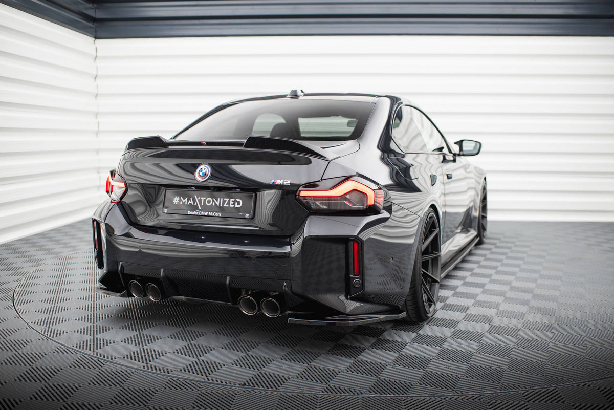 Heck Ansatz Flaps Diffusor V.1 passend für BMW M2 G87 schwarz Hochglanz – Ansicht 1