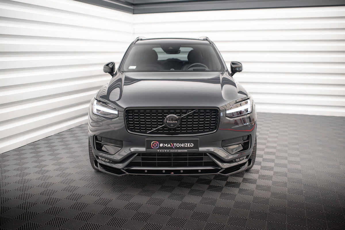 Street+ Spoilerlippe Front Ansatz V.1 passend für Volvo XC90 R-Design Mk2 Facelift schwarz Hochglanz – Ansicht 1