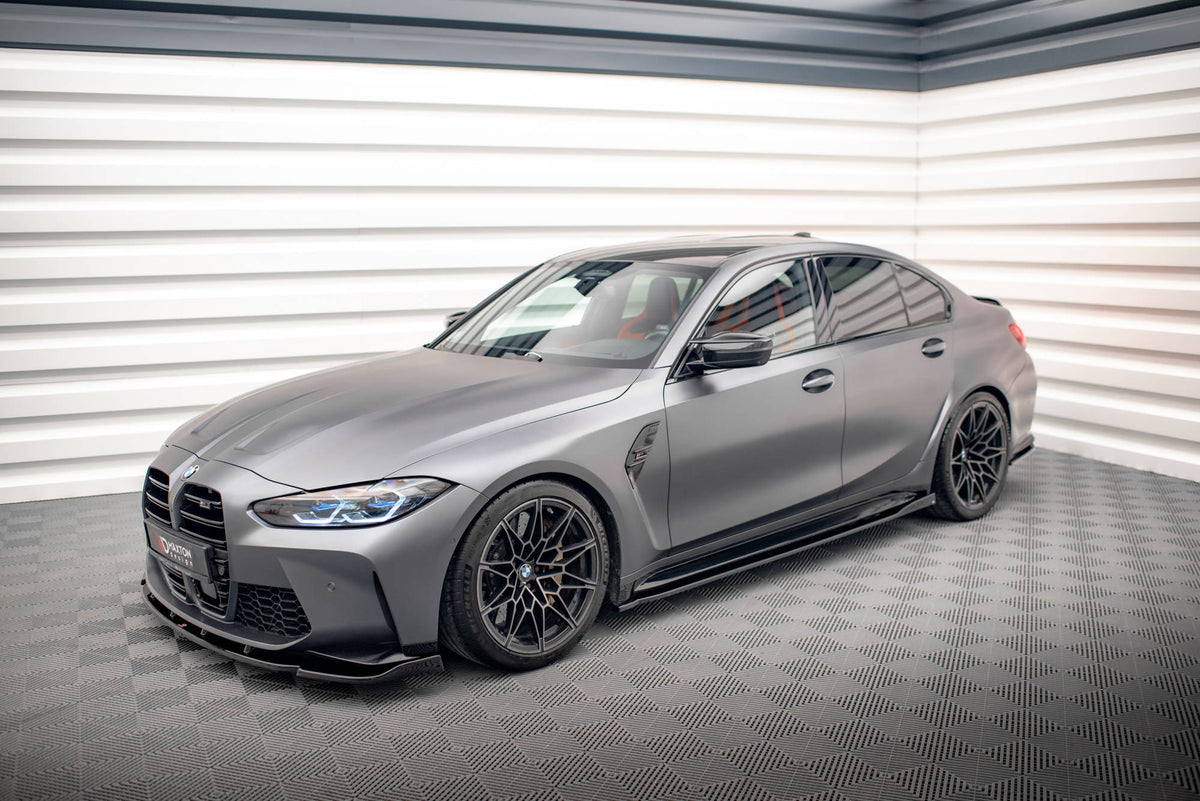 Street+ Seitenschweller Leisten V.2 passend für BMW M3 Limousine / Touring G80 / G81 schwarz Hochglanz – Ansicht 1