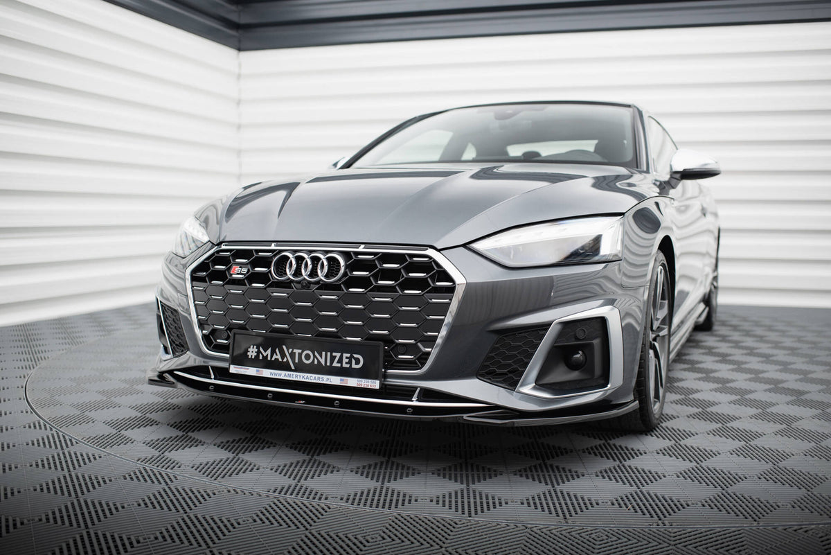 Street+ Spoilerlippe Front Ansatz V.1 passend für Audi S5 / A5 S-Line F5 Facelift schwarz Hochglanz – Ansicht 3