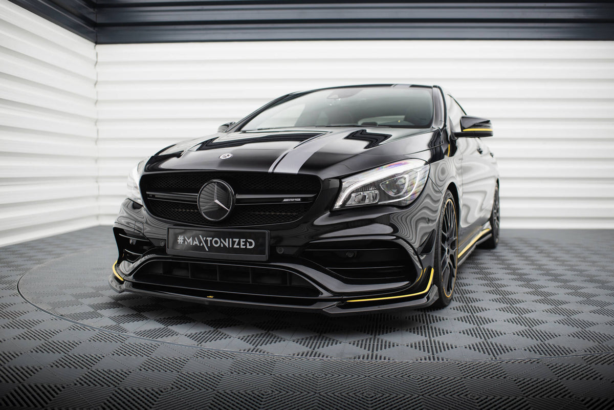 Street+ Spoilerlippe Front Ansatz V.4 passend für Mercedes-AMG CLA 45 Aero C117 Facelift schwarz Hochglanz – Ansicht 4