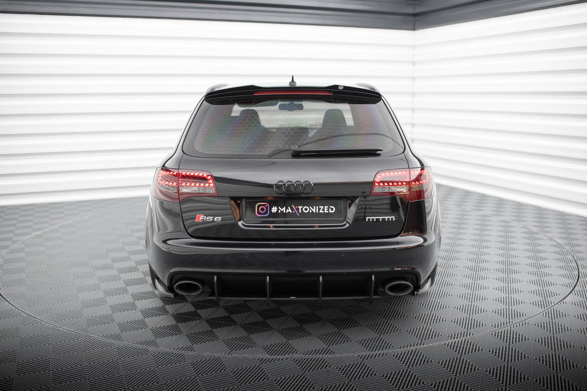 Heck Ansatz Flaps Diffusor passend für Audi RS6 Avant C6 schwarz Hochglanz – Ansicht 3
