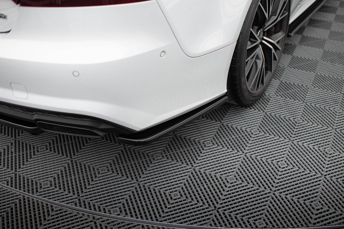 Heck Ansatz Flaps Diffusor V.3 passend für Mercedes-Benz V-Klasse AMG-Line W447 Facelift schwarz Hochglanz – Ansicht 3