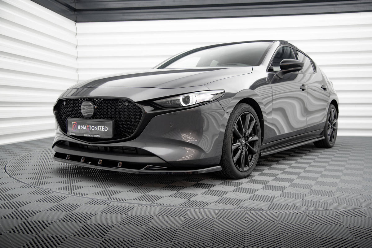 Street+ Spoilerlippe Front Ansatz V.1 passend für Mazda 3 Mk4 schwarz Hochglanz – Ansicht 1