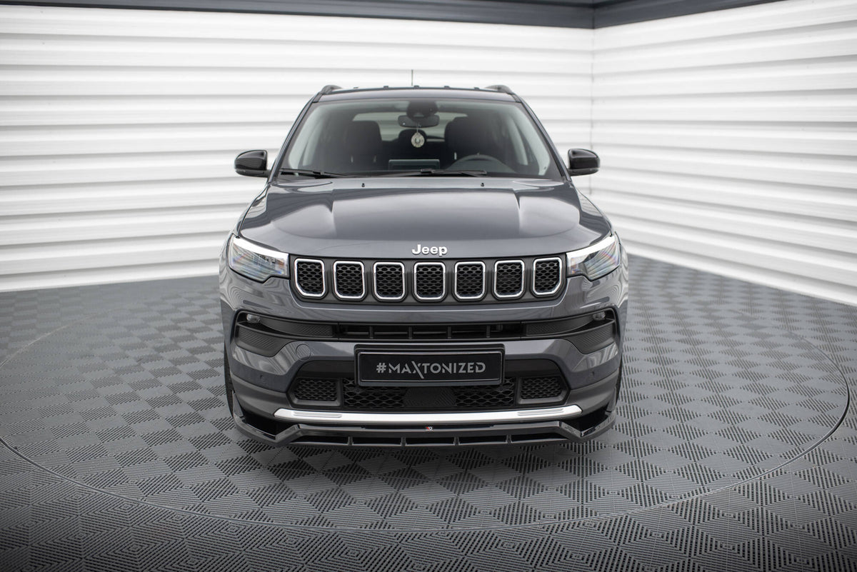 Street+ Spoilerlippe Front Ansatz passend für Jeep Compass Limited Mk2 Facelift schwarz Hochglanz – Ansicht 1
