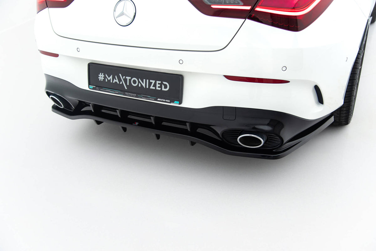 Street+ Mittlerer Diffusor RACE passend für Mercedes-AMG CLA 35  / 45  Coupe / Shooting Brake C118 Facelift / X118 Facelift schwarz Hochglanz – Ansicht 3