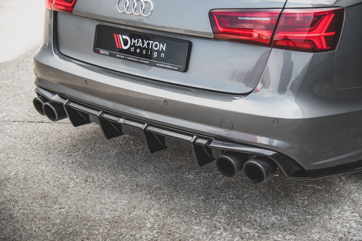 Diffusor Heck Ansatz V.1 passend für Audi S6 C7 Facelift schwarz Hochglanz – Ansicht 8