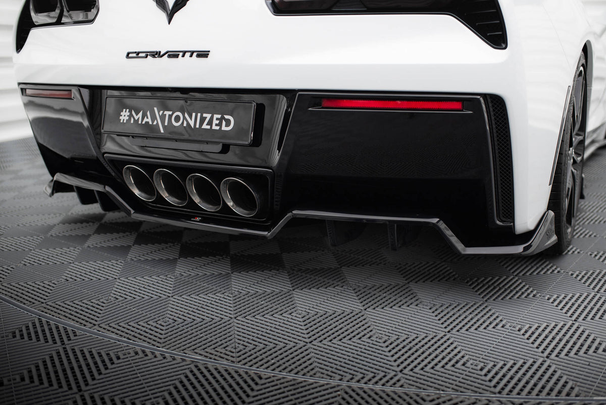 Mittlerer Diffusor Heck Ansatz DTM Look passend für Chevrolet Corvette C7 schwarz Hochglanz – Ansicht 4