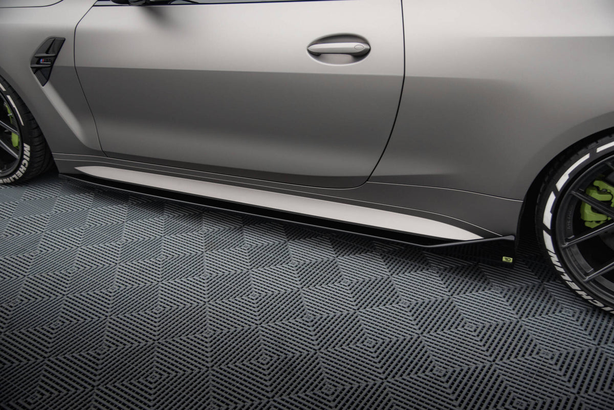 Street+ Seitenschweller Leisten passend für V.3 passend für CSL Look BMW M4 G82 / G82 Facelift schwarz Hochglanz – Ansicht 1