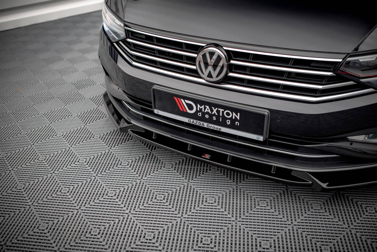 Street+ Spoilerlippe Front Ansatz V.2 passend für VW Passat B8 Facelift schwarz Hochglanz – Ansicht 3