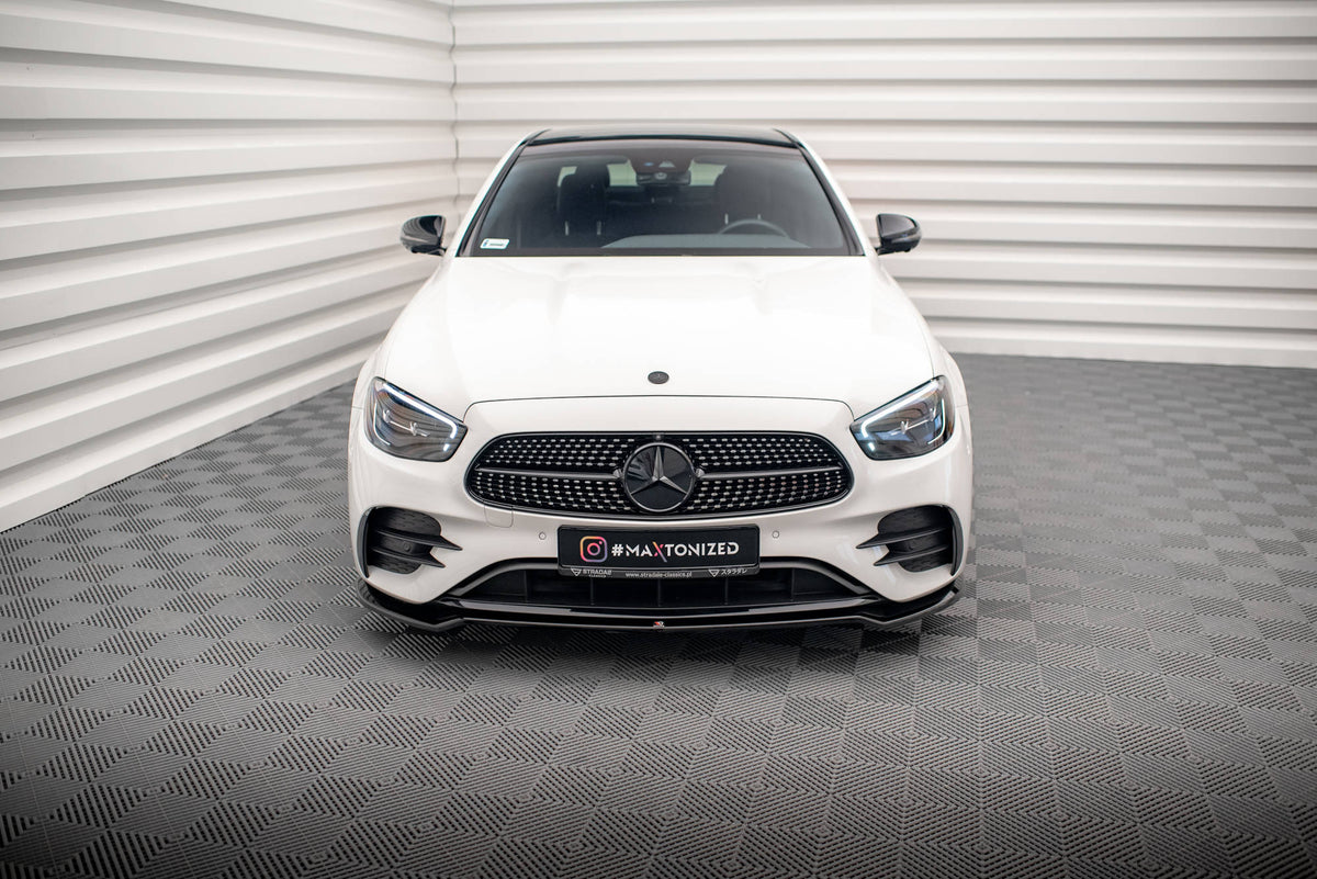 Street+ Spoilerlippe Front Ansatz V.1 passend für Mercedes-Benz E AMG-Line W213 Facelift schwarz Hochglanz – Ansicht 1