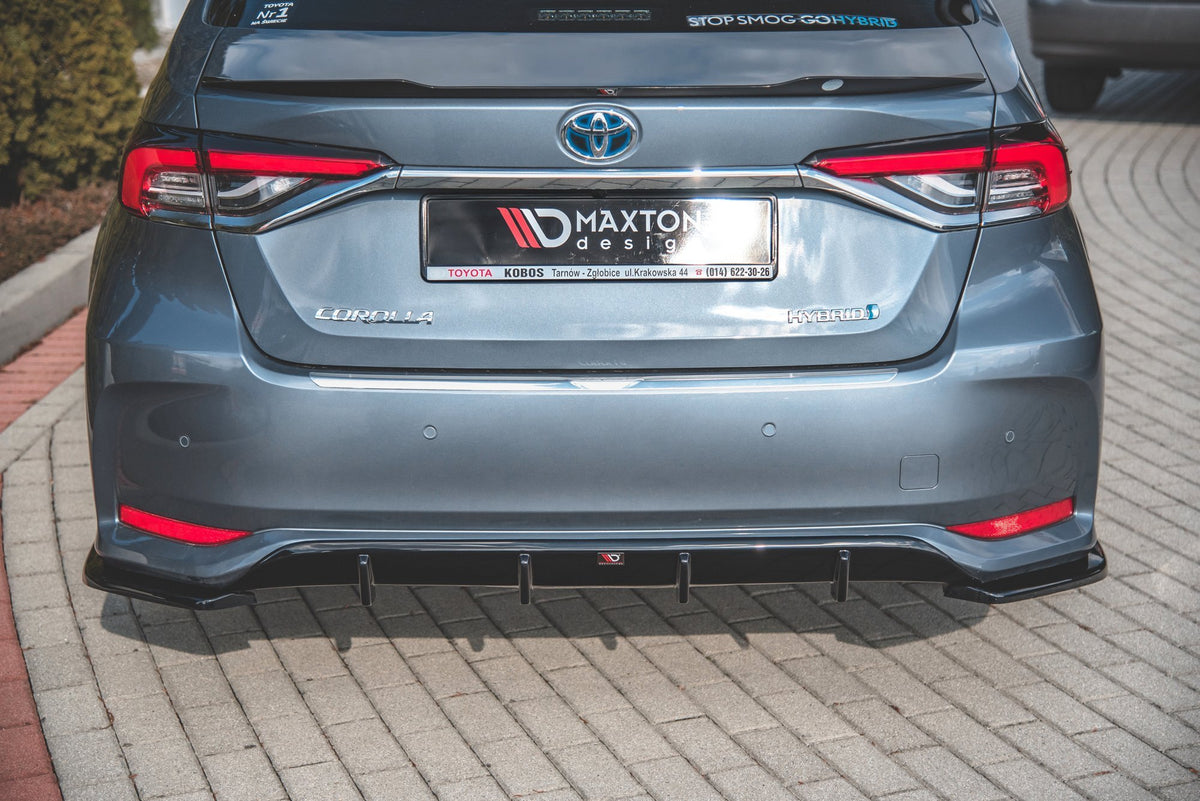 Heck Ansatz Flaps Diffusor passend für Toyota Corolla XII Limousine schwarz Hochglanz – Ansicht 3