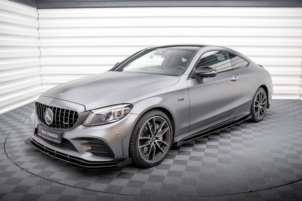 Front Stoßstange Flaps passend für Mercedes-AMG C43 Coupe / Cabrio C205  Facelift / A205 Facelift schwarz Hochglanz – Ansicht 1