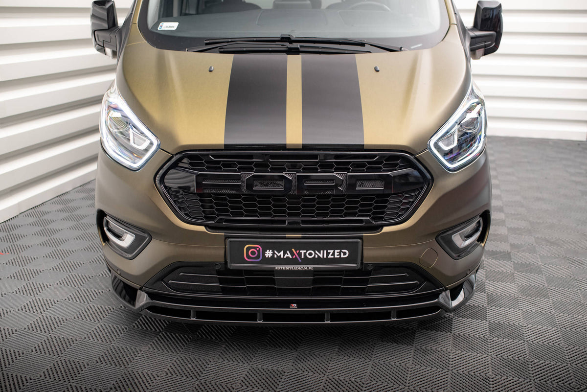 Street+ Spoilerlippe Front Ansatz V.2 passend für Ford Transit Custom Mk1 Facelift / Tourneo Custom Mk1 Facelift schwarz Hochglanz – Ansicht 3