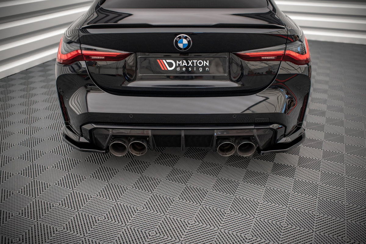 Heck Ansatz Flaps Diffusor V.1 passend für BMW M4 G82 / G82 Facelift schwarz Hochglanz – Ansicht 3