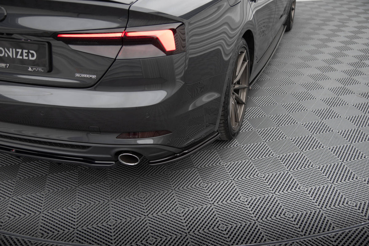 Heck Ansatz Flaps Diffusor passend für Audi A5 S-Line F5 Sportback  schwarz Hochglanz – Ansicht 3