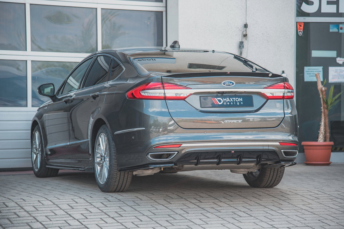 Diffusor Heck Ansatz passend für Ford Mondeo Vignale Mk5 Facelift schwarz Hochglanz – Ansicht 4