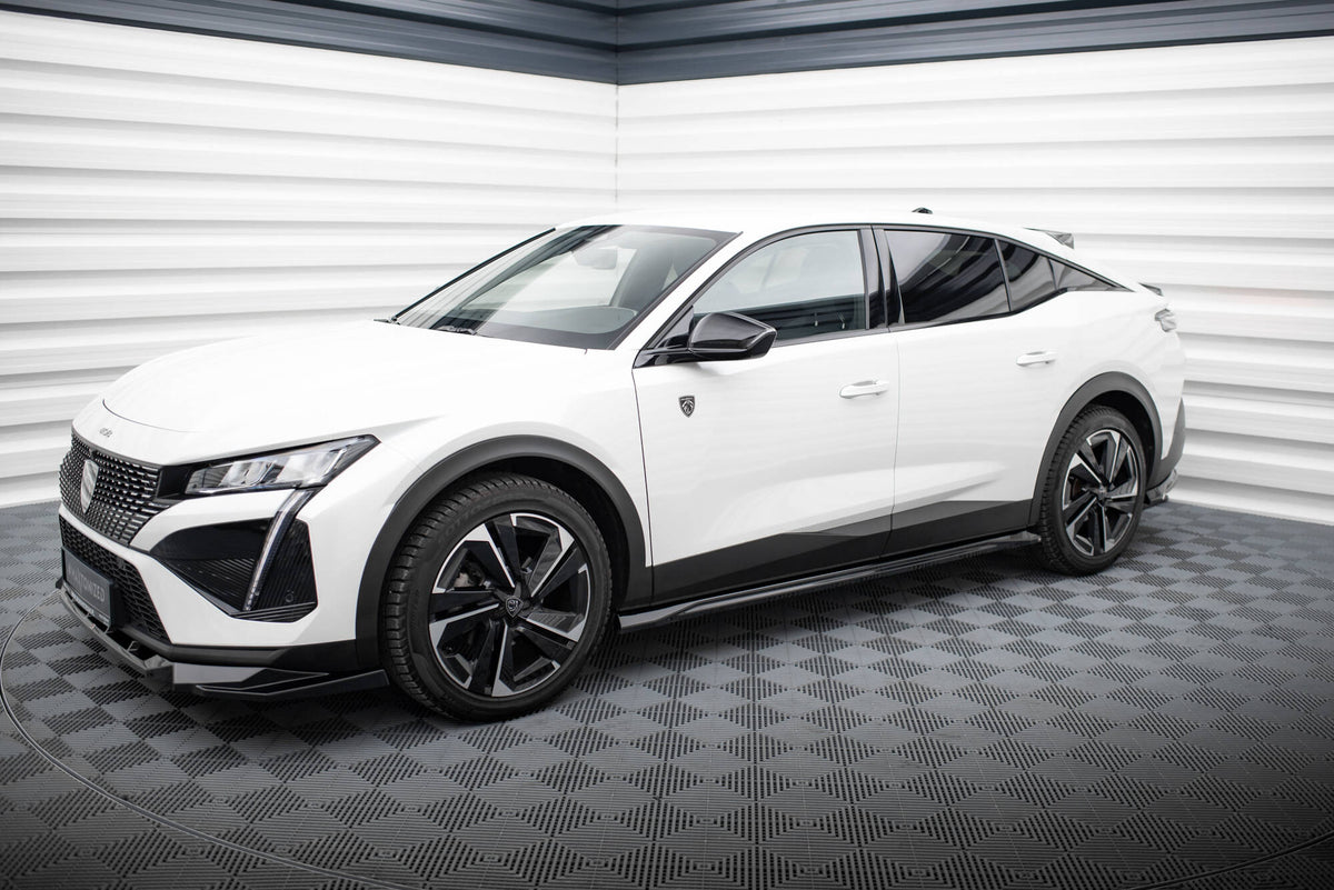 Street+ Seitenschweller Leisten passend für Peugeot 408 Mk1 schwarz Hochglanz – Ansicht 1