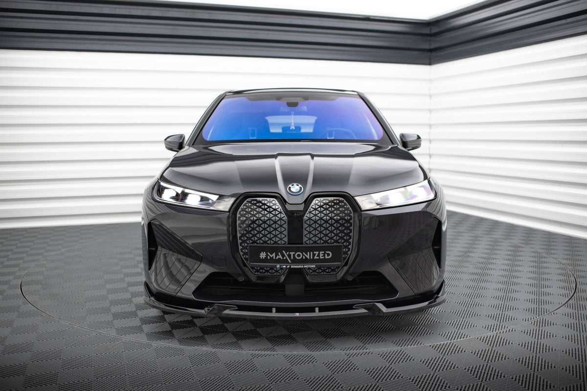Street+ Spoilerlippe Front Ansatz V.1 passend für BMW iX M-Paket i20 schwarz Hochglanz – Ansicht 1