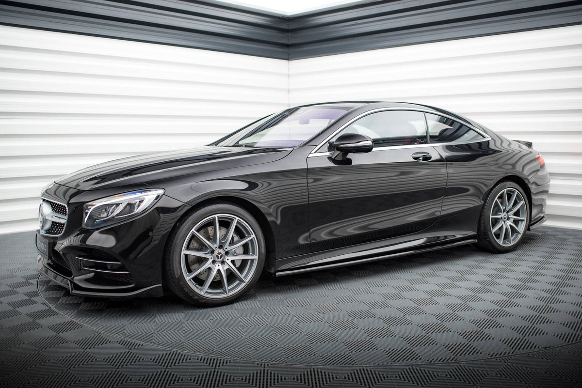Street+ Seitenschweller Leisten passend für Mercedes-Benz S Coupe AMG-Line C217 Facelift schwarz Hochglanz – Ansicht 1