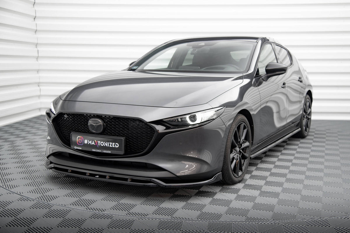 Street+ Spoilerlippe Front Ansatz V.2 passend für Mazda 3 Mk4 schwarz Hochglanz – Ansicht 1