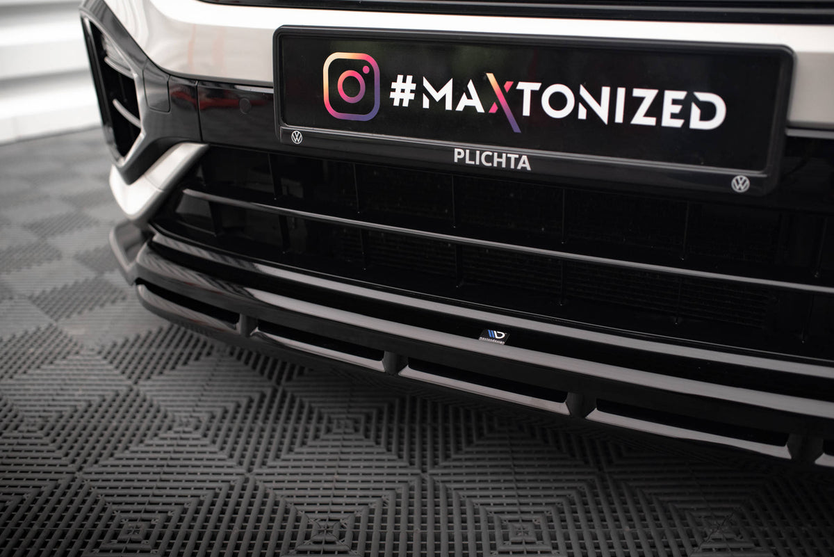 Street+ Spoilerlippe Front Ansatz V.1 passend für VW T-Roc R / R-Line Mk1 Facelift schwarz Hochglanz – Ansicht 4