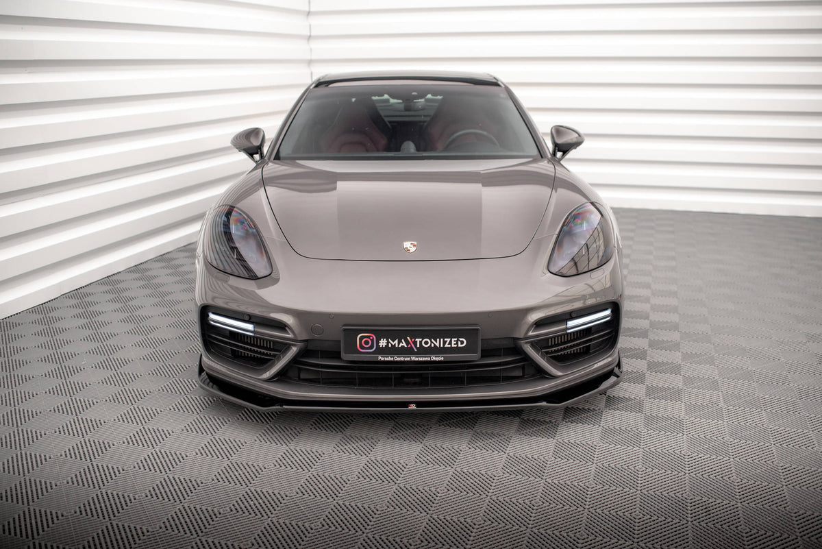 Street+ Spoilerlippe Front Ansatz V.2 passend für Porsche Panamera Turbo S E-Hybrid schwarz Hochglanz – Ansicht 1