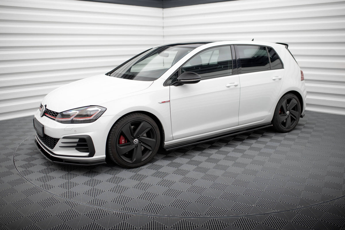 Street+ Seitenschweller Leisten passend für V.1 passend für VW Golf GTI / GTD Mk7 / Mk7 Facelift   (breit) schwarz Hochglanz – Ansicht 1