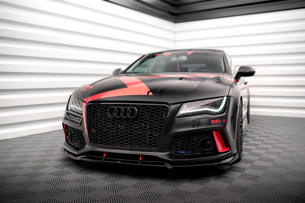 Street+ Spoilerlippe Front Ansatz passend für Audi A7 RS7 Look C7 schwarz Hochglanz – Ansicht 4