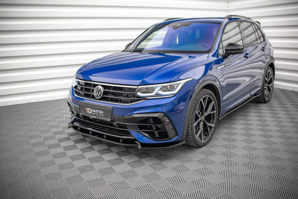Street+ Spoilerlippe Front Ansatz V.2 passend für VW Tiguan R / R-Line Mk2 Facelift schwarz Hochglanz – Ansicht 1